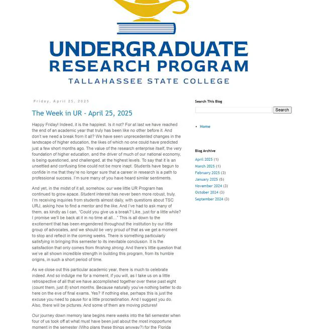 5. Undergraduate Research Program Semi-Weekly Newsletter