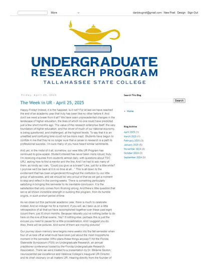 5. Undergraduate Research Program Semi-Weekly Newsletter